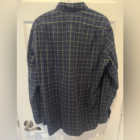 J Crew Mens Ludlow 120s 2-Ply Green‎ Blue Plaid Button Down Shirt Large Preppy - Picture 3 of 3